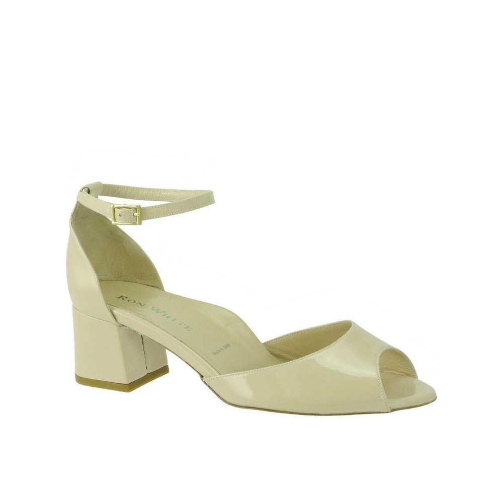 Ron White $375 Nude Patent Pixie Peep Toe Sz 7 NIB